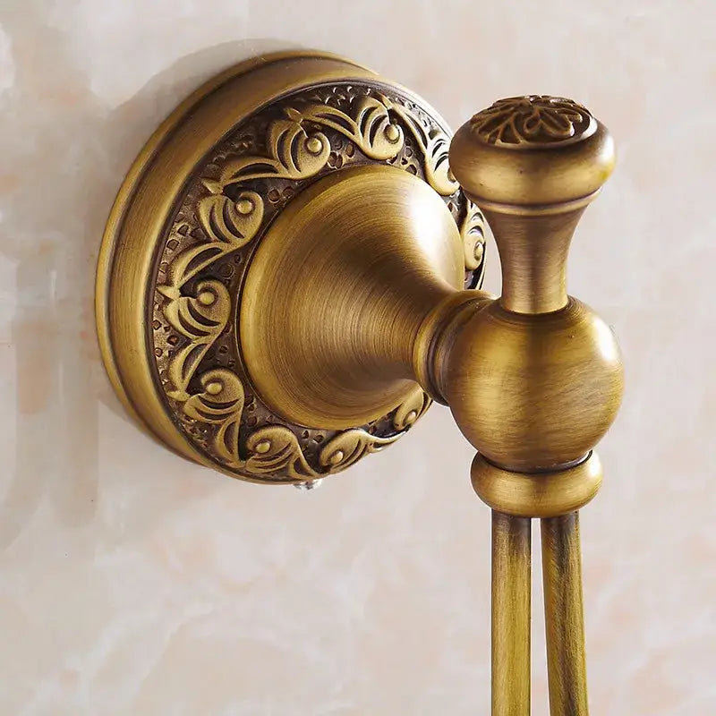 Decorbites antique brass towel hooks wall rack with ornate floral detailing in vintage brass towel design for home decor