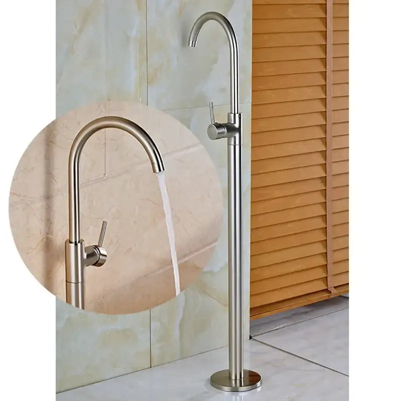 Decorbites antique brass tub faucet with swivel spout and single lever handle in modern brushed nickel finish