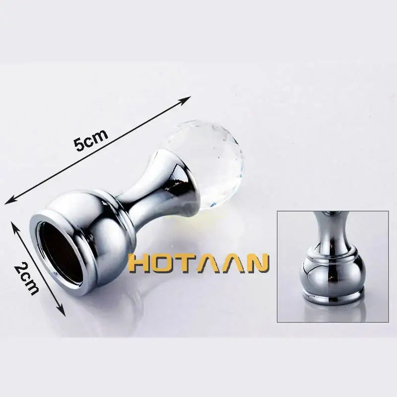Chrome finished crystal knob with faceted glass head and polished stem on decorbites antique brass wall clothes rack