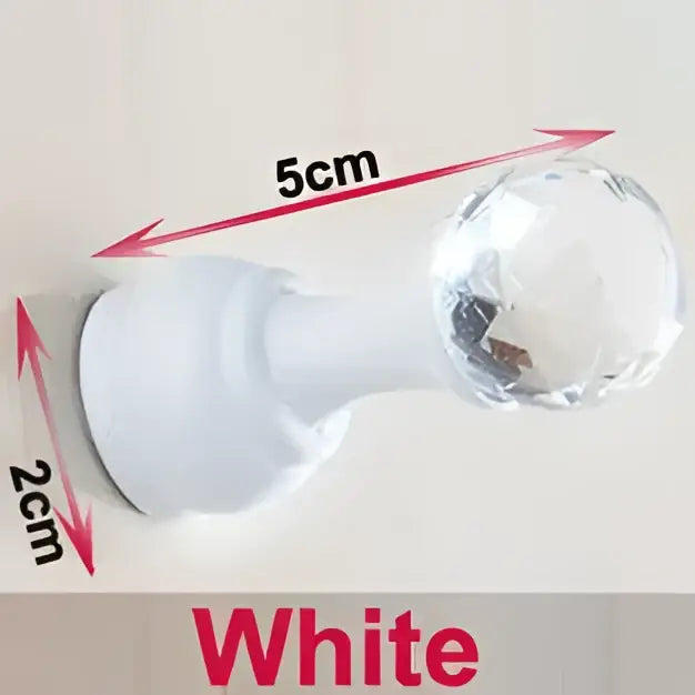 White plastic wall-mounted hook with clear crystal ball end for antique brass wall clothes rack bathroom accessory hanger