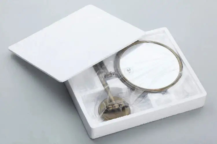 Decorbites™ antique brass wall mirror 8 inch round double-sided vanity mirror in brass finish with protective foam packaging