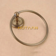 DecorBites antique brass towel ring holder with decorative rope-twist base and smooth circular ring holder design