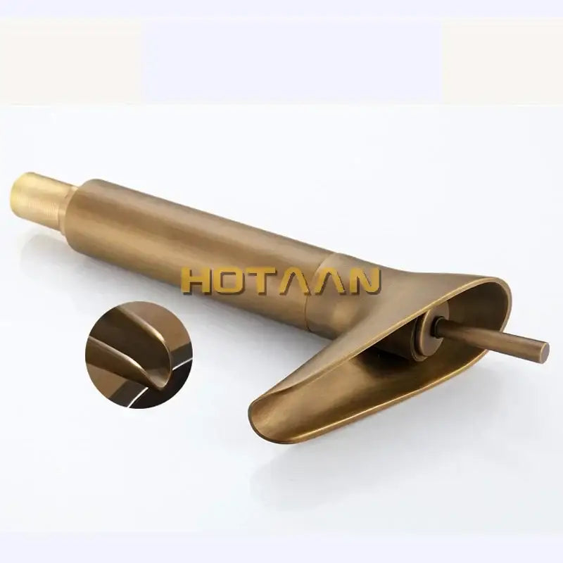 DecorBites antique brass waterfall basin faucet mixer tap with sleek modern design and polished finish for bathroom sink