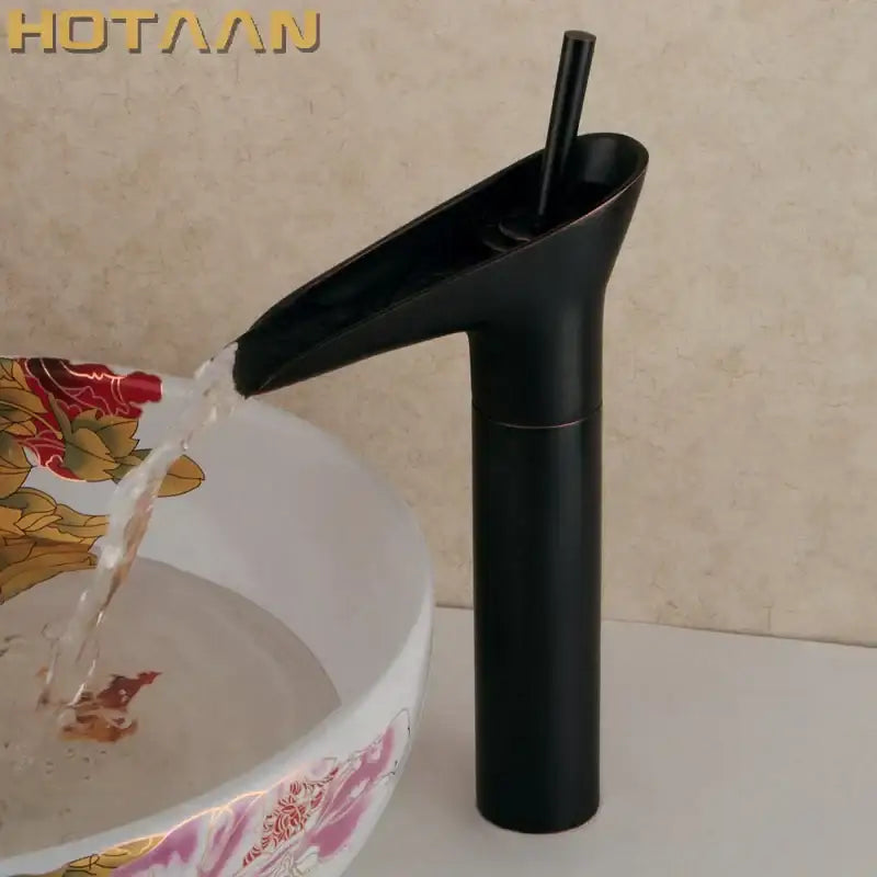 DecorBites™ black matte waterfall basin faucet with sleek modern design for bathroom sink faucet mixer tap