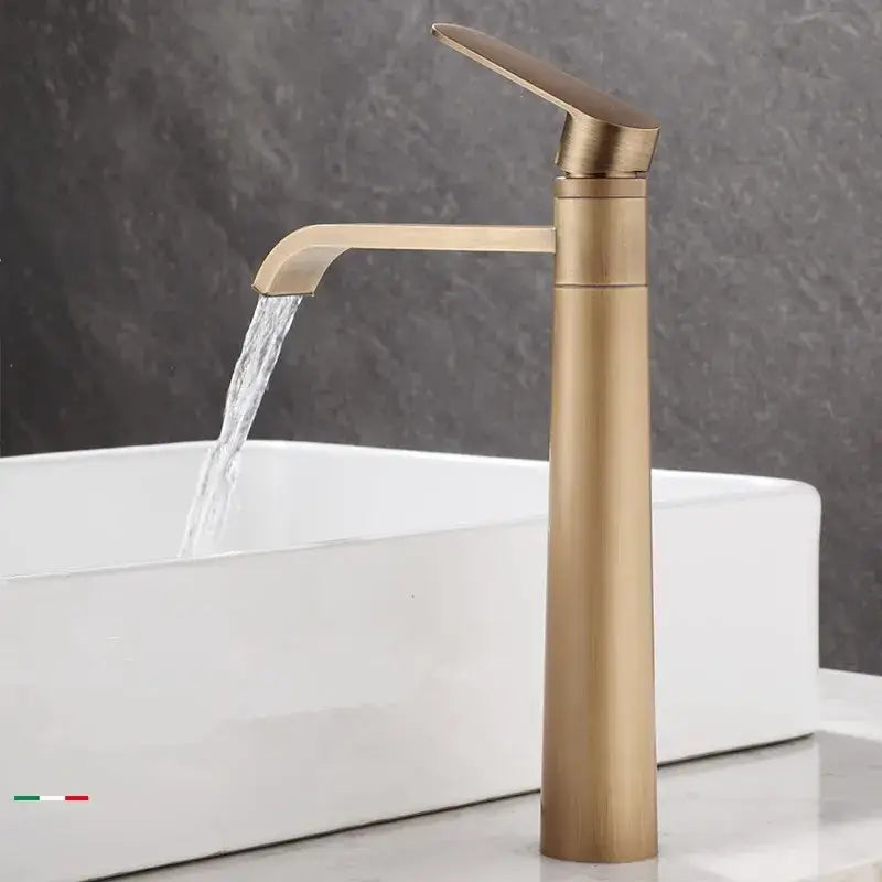 DecorBites antique bronze basin faucet with modern brushed brass tall design for hot and cold sink mixer tap