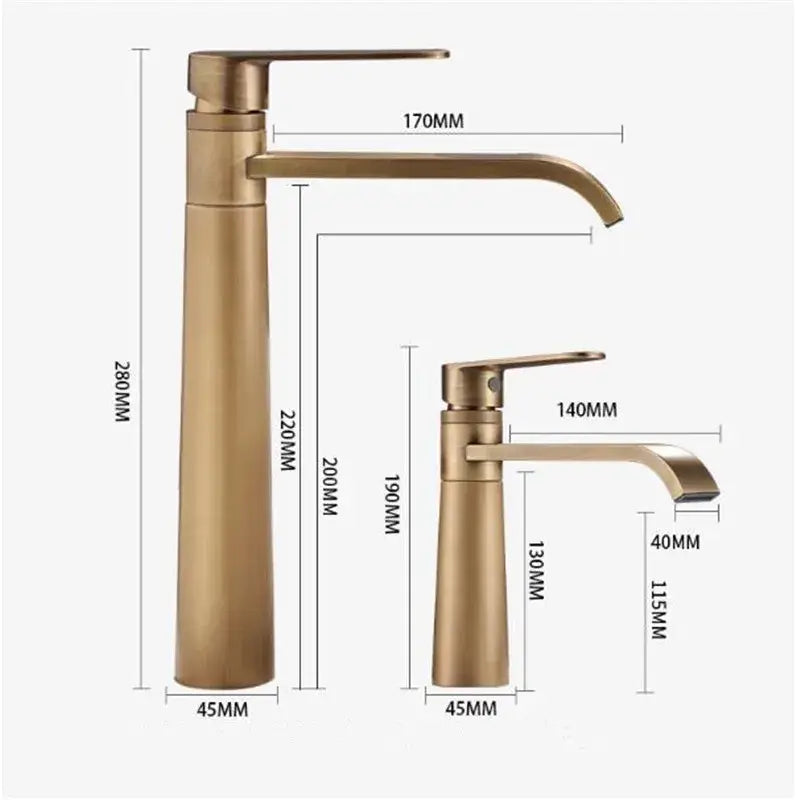DecorBites antique bronze basin faucet set with brass finish and sleek cylindrical bodies for modern sink mixer tap