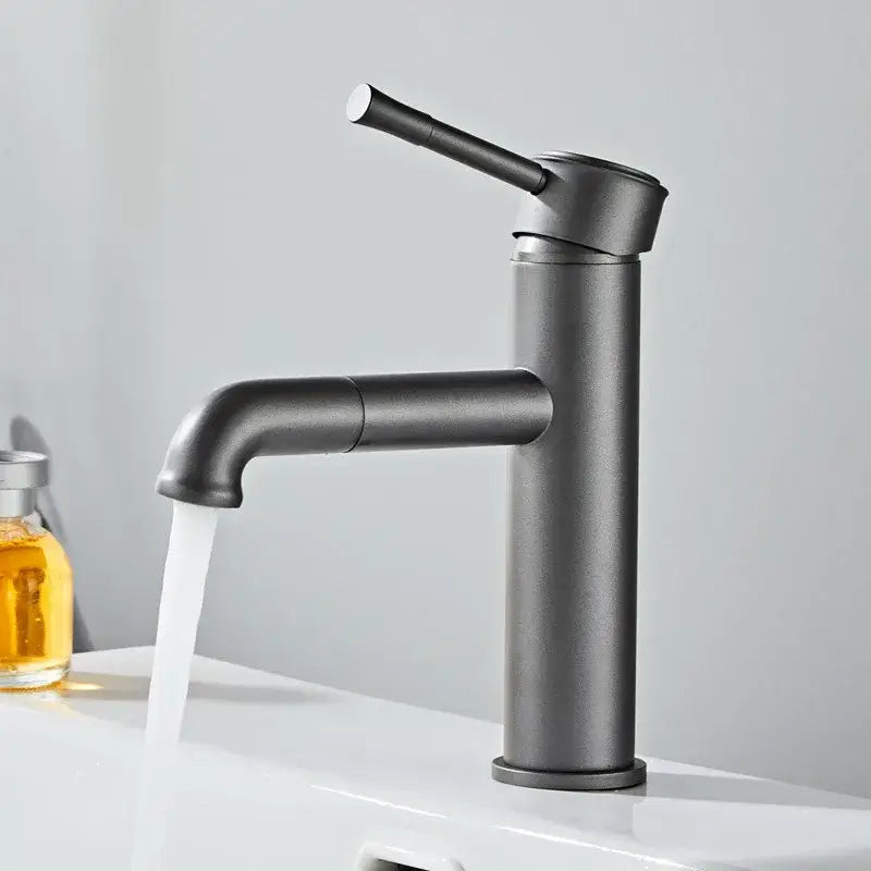 Decorbites™ antique bronze basin faucet with matte black single-handle design for hot and cold brass sink mixing