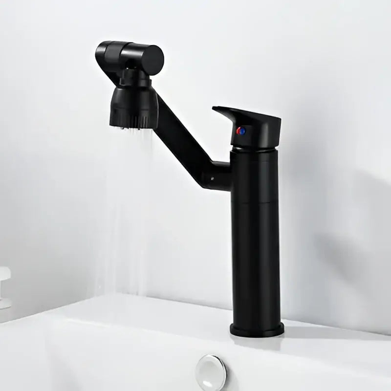Decorbites antique bronze bathroom sink faucet in black matte finish with adjustable spray head deck mounted mixer