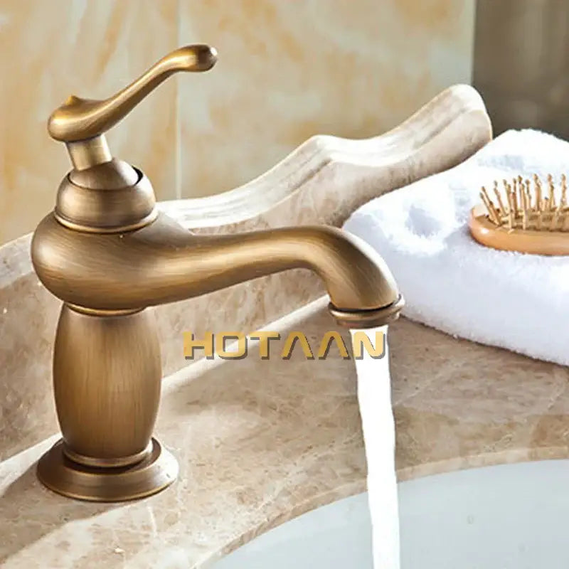 Decorbites antique bronze brass basin faucet mixer with single handle curved spout in luxury europe style design