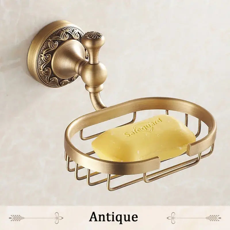 Decorbites antique bronze brass soap dish basket with ornate scrollwork and wire mesh for bathroom use