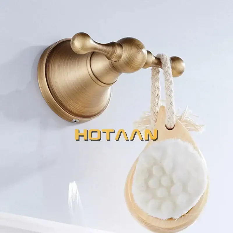 DecorBites antique bronze brass wall hooks with teardrop wooden body and soft white bristles for clothes towels and coats
