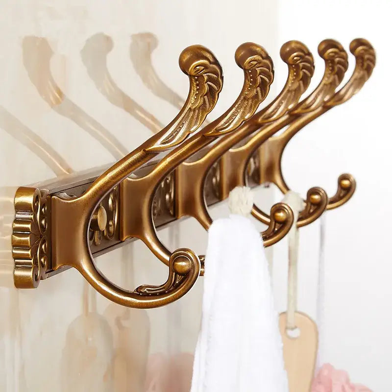 DecorBites antique bronze carved wall-mounted robe hook with five ornate hooks for bathroom and kitchen use