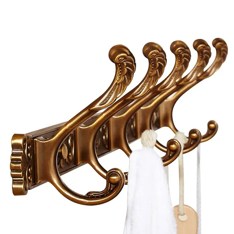 Decorbites antique bronze carved robe hook with ornate scrollwork and curved hooks for bathroom and kitchen use