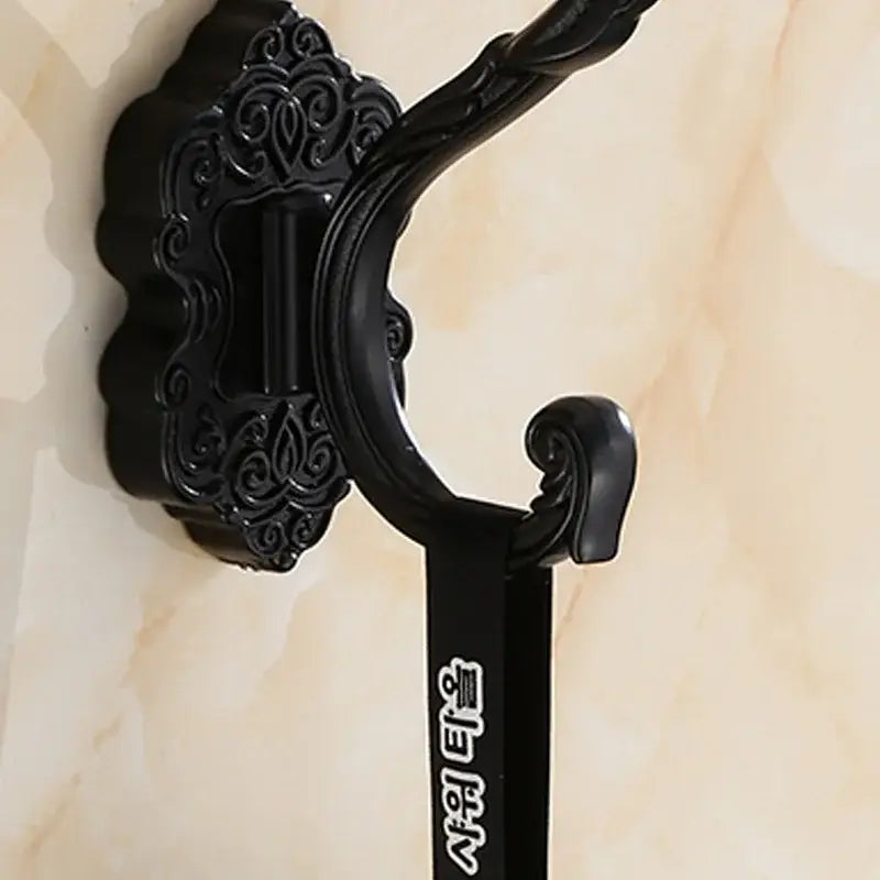 DecorBites™ antique bronze wall hooks with ornate black scrollwork metal hanger for clothes towels coats and robes