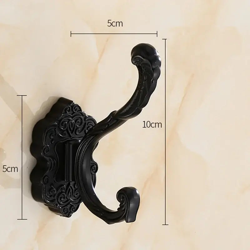 Decorbites™ antique bronze wall hooks with black ornate scrollwork metal design for clothes towel coat hanging
