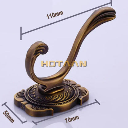 Decorbites antique bronze wall hooks feature an ornate brass-colored design for towels coats and robes