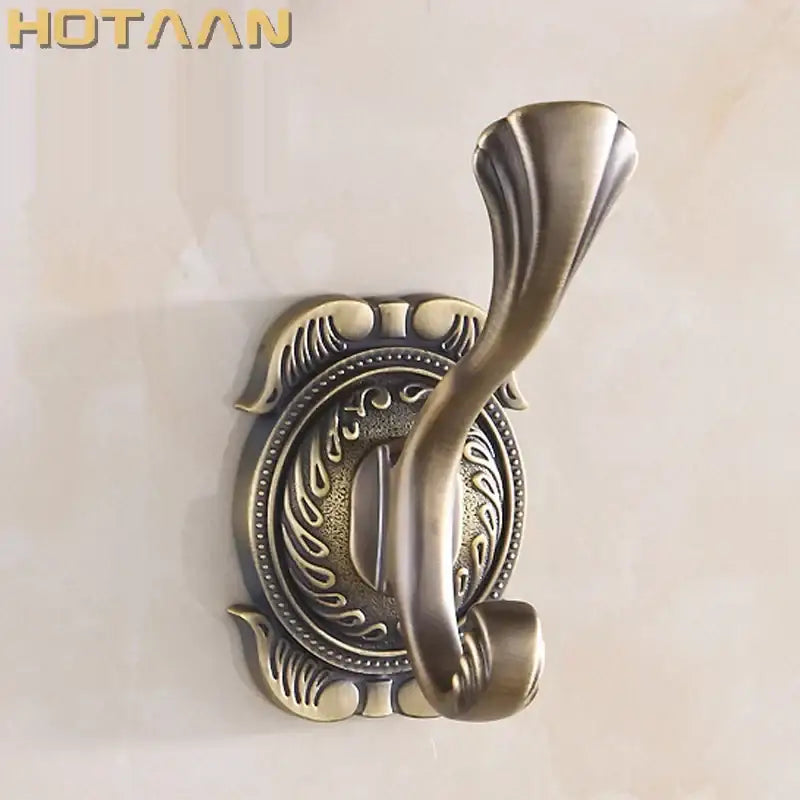 DecorBites antique bronze wall hooks with ornate brass finish and vintage floral scrollwork for towels coats and robes