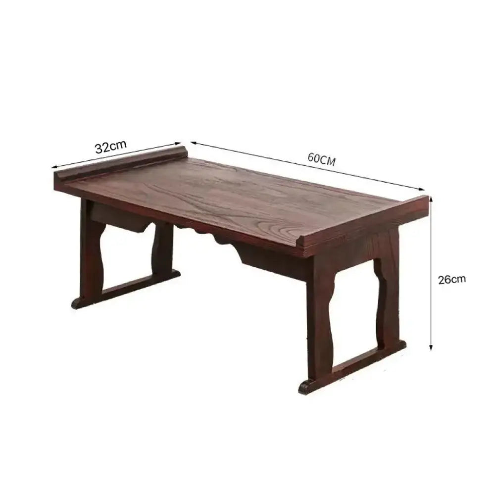 Dark brown decorbites™ antique chinese style solid wood foldable table with traditional carved legs for hanfu shoots and tea cooking