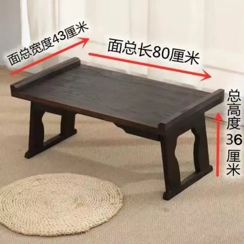 Dark brown solid wood foldable table with traditional design and sturdy legs for hanfu shoots and tea cooking