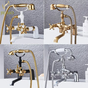 DecorBites™ antique chrome bathtub shower mixer faucet set with gold white black chrome finishes and ornate cross handles