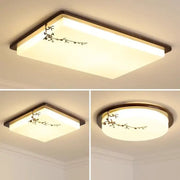 Decorbites™ antique copper led ceiling light featuring rectangular and circular warm glow panels with branch and blossom design