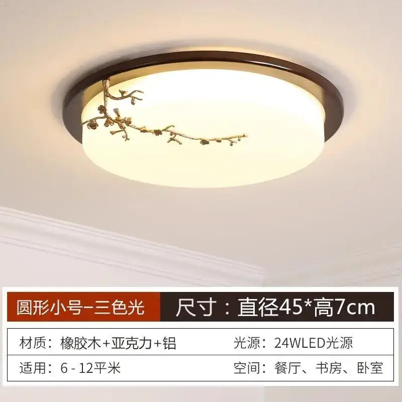 Decorbites™ antique copper led ceiling light with warm glow, ornate golden branch design, frosted glass, dark brown rim