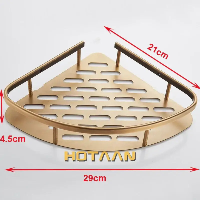 Decorbites antique finish aluminum finish aluminum shower basket gold triangular corner shower caddy perforated design