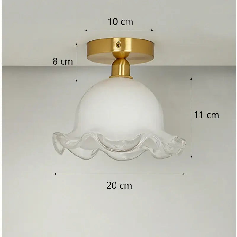 DecorBites antique glass ceiling light with white frosted glass pendant and gold-toned modern brass base