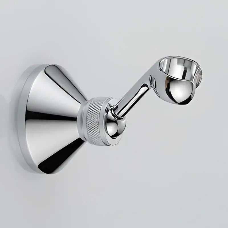 Chrome-finished towel rack with polished metallic finish and textured grip, complementing decorbites antique gold handheld shower head