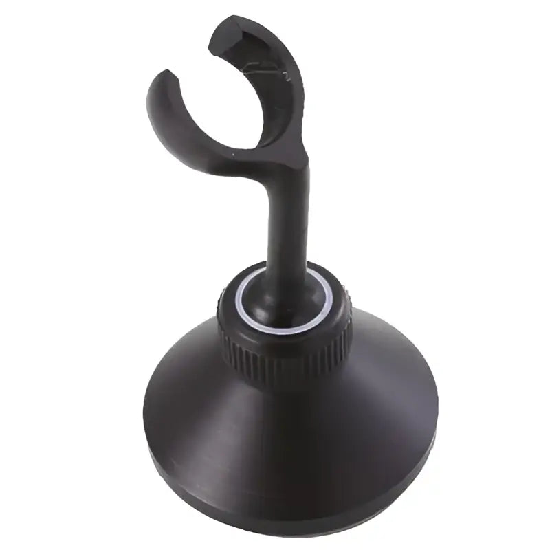 Black suction cup mount with curved hook for holding items compatible with DecorBites™ antique gold handheld shower head
