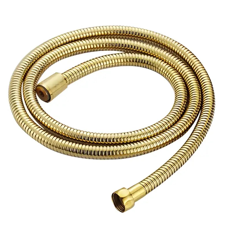 Decorbites antique gold handheld shower head metal hose with flexible ribbed texture and threaded ends