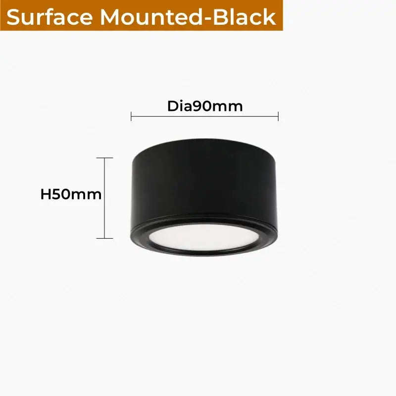 Black surface-mounted led light fixture with cylindrical design 90mm diameter 50mm height for decorbites antique gold retro lighting