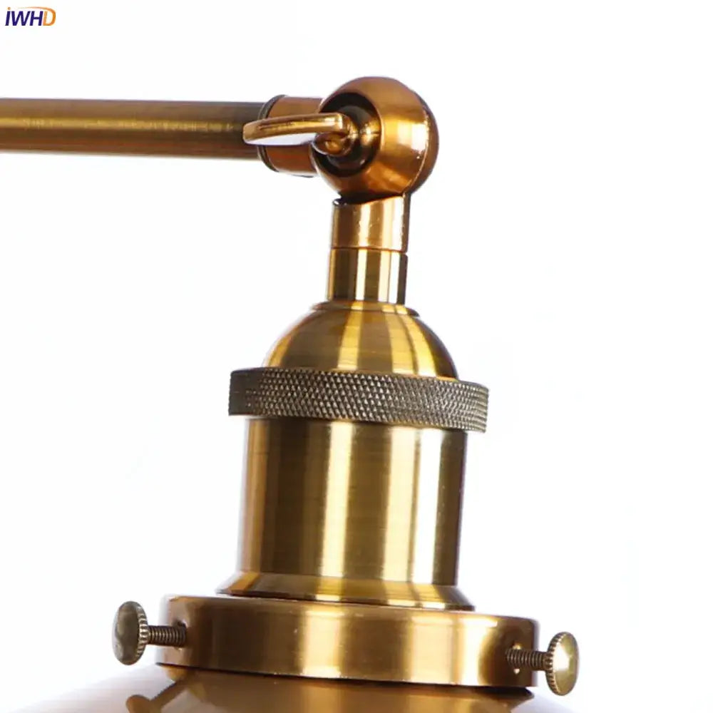 Brass-finished decorbites antique gold rustic wall lamps with knurled band and adjustable arm for industrial decor