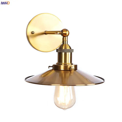 Decorbites antique gold rustic wall lamps with brass finish vintage edison bulb and wide shallow shade for bathroom or stair lighting