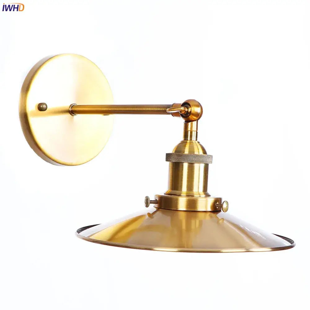Brass-finished decorbites antique gold rustic wall lamp with adjustable arm for bathroom stair mirror loft decor