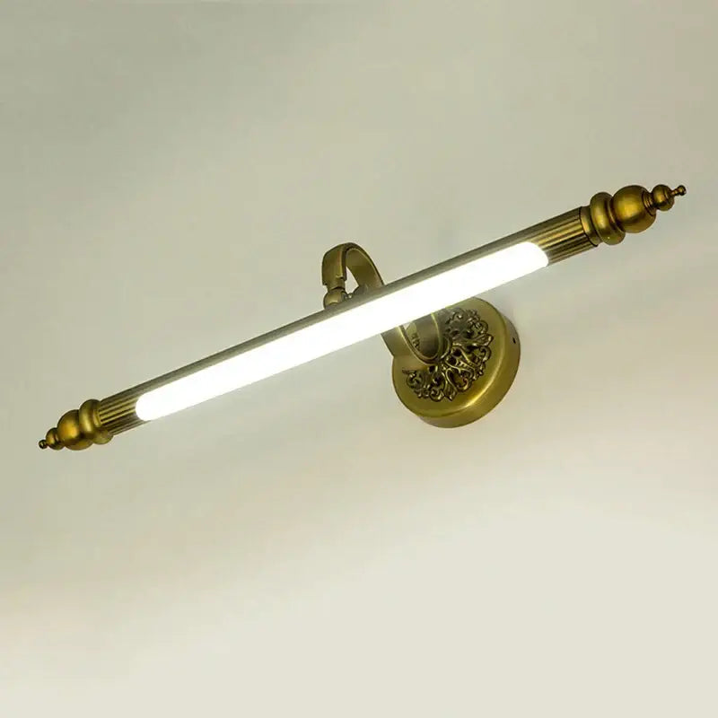 Antique golden decorbites bronze mirror lamp with ornate brass finish and sleek led bar for bedroom wall lighting