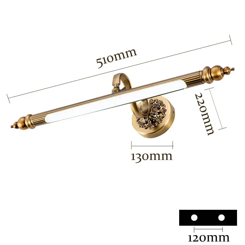 Decorbites antique golden wall-mounted bedroom light with bronze mirror finish clear glass tube and floral detailing