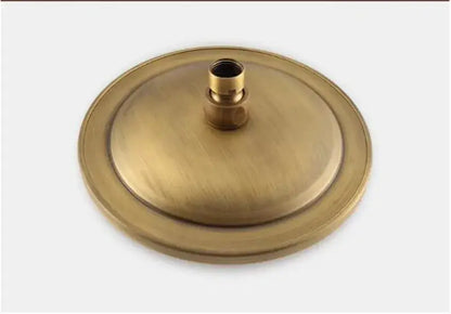Brass-finished shower head base with central threaded connection for decorbites antique handheld shower system