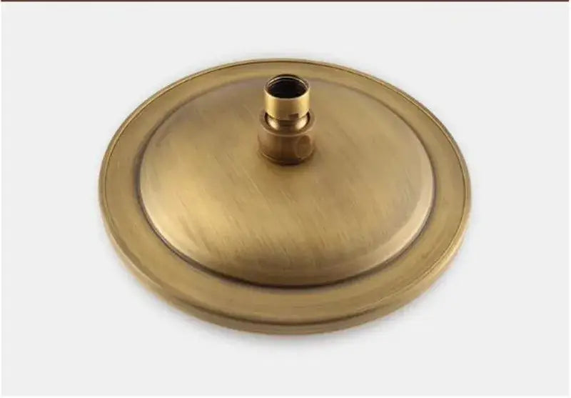 Brass-finished shower head base with central threaded connection for decorbites antique handheld shower system