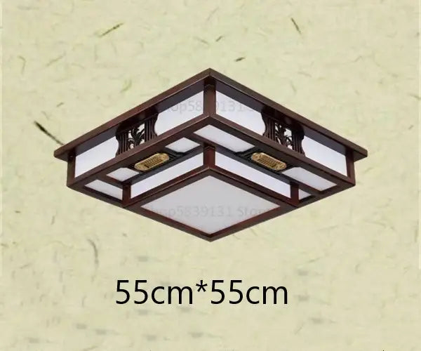 Decorbites antique style solid wood ceiling light with brown frame white panels and gold accents for living room bedroom study