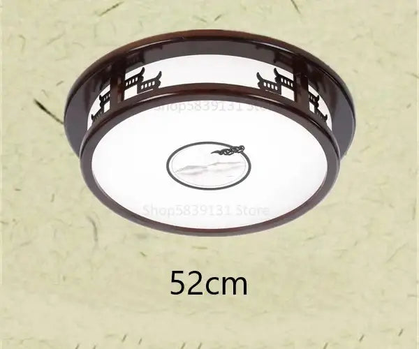 Decorbites antique style solid wood ceiling light with dark brown frame and pagoda silhouettes for living room and study