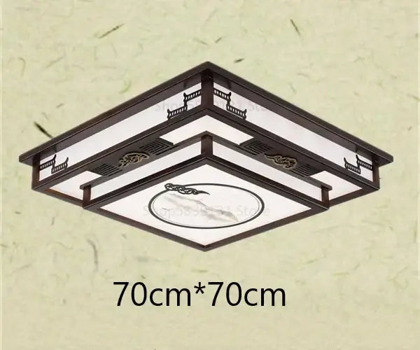 DecorBites antique style solid wood ceiling light with dark brown metal frame and white panels for living room study