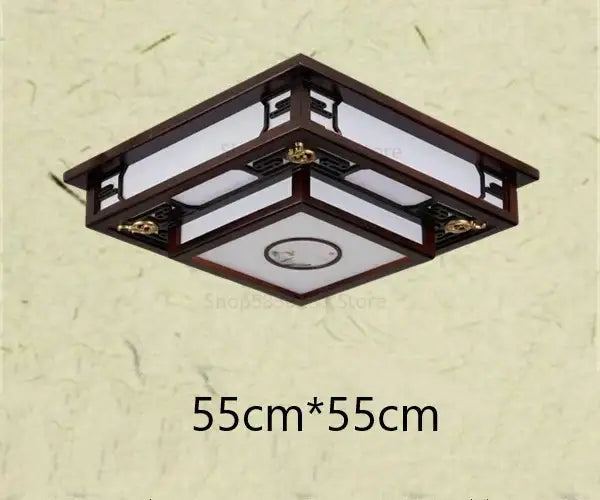 Dark wood solid wood rectangular ceiling light with white frosted glass and gold accents decorbites antique style for living room