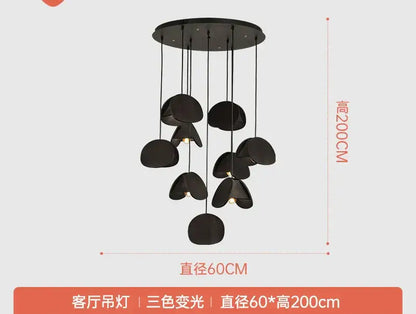 Black matte pendant light with multiple hanging disc shades from decorbites antique style solid wood collection