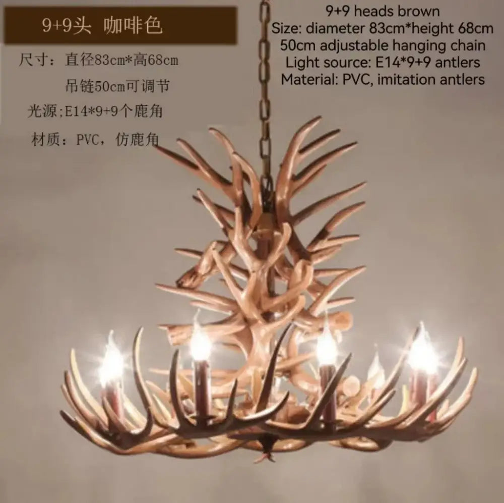 Brown pvc decorbites antler branch ceiling chandelier featuring imitation antlers for retro industrial indoor lighting