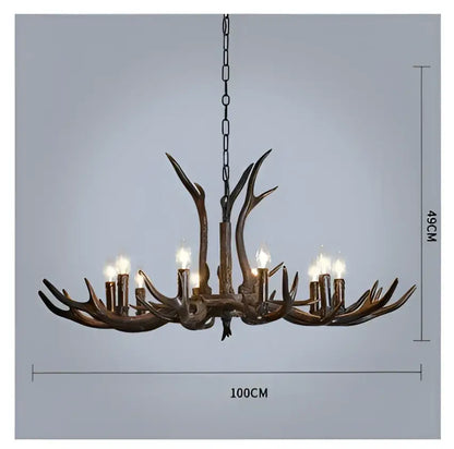Decorbites antler chandelier with rustic bronze finish and resin candle-style bulbs for modern rustic living rooms