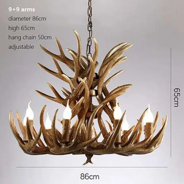 Decorbites antler pendant chandelier with nine arms crafted from natural brown faux antlers for living room decor