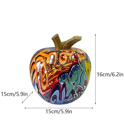 Vibrant decorbites apple figurines art ornament with glossy finish and golden stem for home office decor