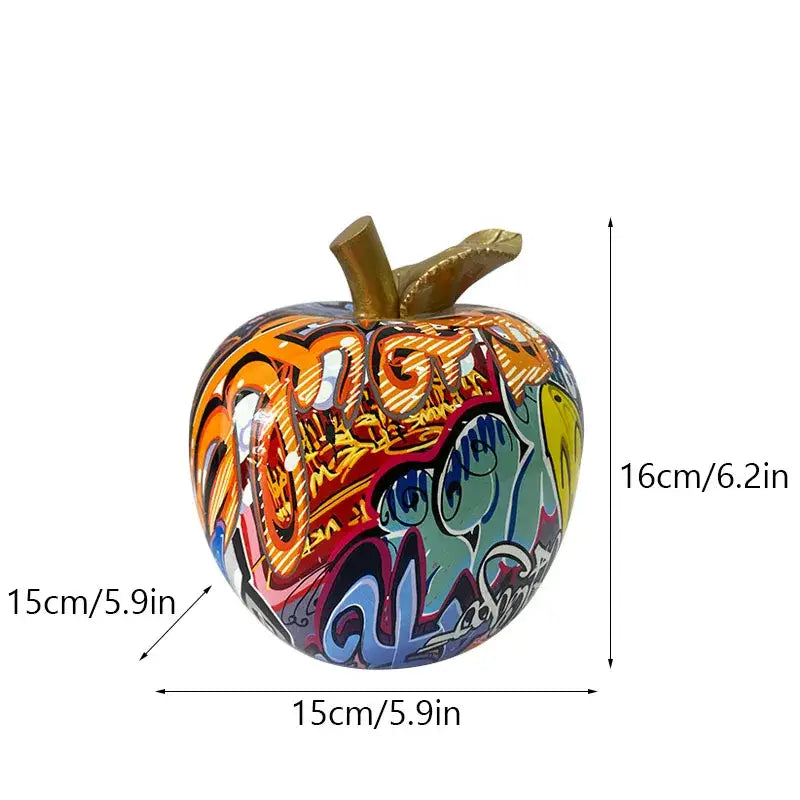 Vibrant decorbites apple figurines art ornament with glossy finish and golden stem for home office decor