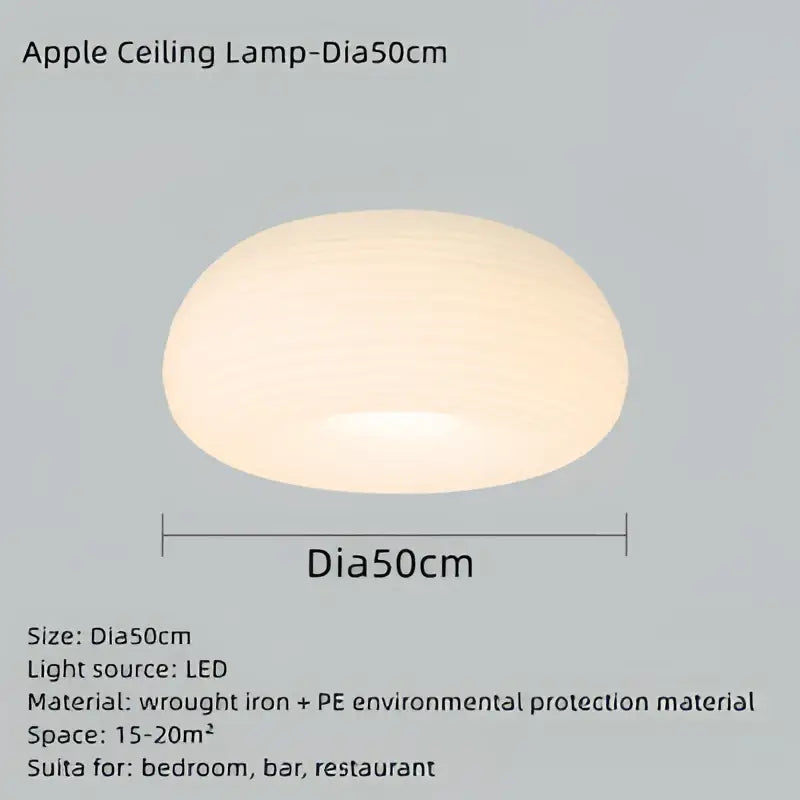 Cream-colored apple shape ceiling chandelier with frosted wrought iron and pe material by decorbites for bedroom and kitchen